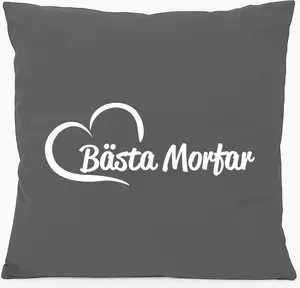 Подушка для дивана Huuraa Bästa Morfar Hjärta подарочная 40x40см с наполнителем Steel Grey хлопок Сувенир Bästa Morfar Hellweg Druckerei