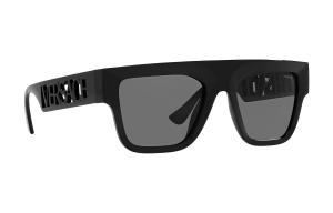 VERSACE Прямоугольные солнцезащитные очки, Black