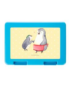 Mr. & Mrs. Panda Ланчбокс с изображением пингвина и ребенка, без слов, пастельно-желтого цвета