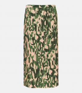 Юбка миди с принтом и складками Dries Van Noten, зеленый