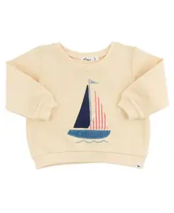 Детская толстовка свободного кроя с аппликацией в виде парусника, Бруклин. Oh Baby!, белый