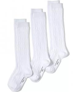 Гольфы для девочек с однотонной косичкой (3 шт. в упаковке) Lands' End, белый