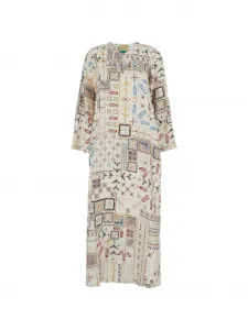 Макси-платье с геометрическим узором Momoni, бежевый