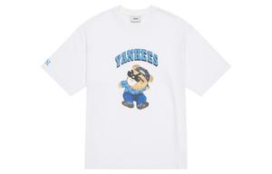 Футболка Frown Bear с рукавом дроп-шипдер унисекс белая MLB