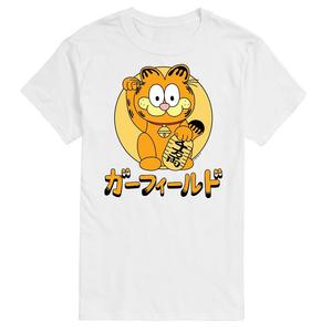 Мужская футболка с рисунком Garfield Lucky Cat Garfield Licensed Character, белый