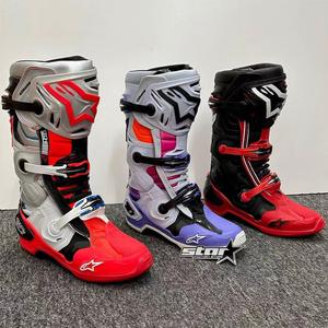 ALPINESTARS PROTECTS Итальянские внедорожные мотоциклетные ботинки t10, гоночные ботинки для мотоцикла, противоударные высокие ботинки, соревновательные трейловые ботинки, перфорированные дышащие, красные и белые 2010520-2230, размер 43