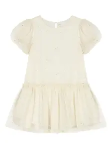 Платье с объемными рукавами и принтом Billieblush, белый