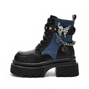 Короткие женские сапоги Martin до середины голени высотой 5,5 см CHERRY&KALIKA, Denim Blue