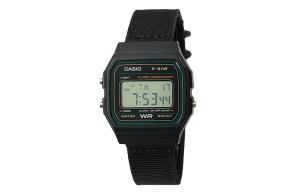 CASIO Мужские часы Retrofit Series с кварцевым механизмом и нейлоновым ремешком, черный циферблат