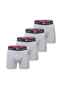 Мужские шорты-боксеры, 4 шт. в упаковке, хлопок, пояс с логотипом, однотонные Champion, цвет Hellgrau Meliert