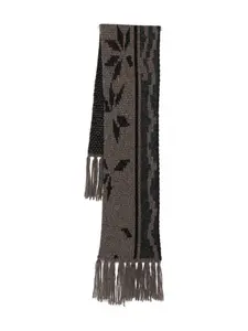 Шарф с цветочным узором и бахромой Magliano, коричневый