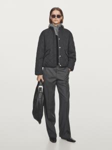 Короткая стеганая водоотталкивающая куртка-бомбер Massimo Dutti, черный