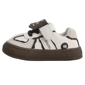 Детские противоскользящие ботусики MAIBUXIONG, бежево-черные