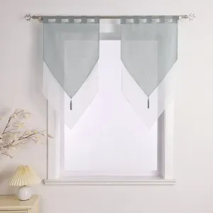 Шторы Cafe с петлями, двухслойные, для бистро, для кухни, полупрозрачные вуалевые шторы, серые, ШxВ 60x90 см, 2 шт. Delien