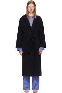 Терри халат с капюшоном Tekla, черный