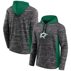 Мужской пуловер с капюшоном Fanatics Branded Charcoal/Kelly Green Dallas Stars Instant Replay Space-Dye