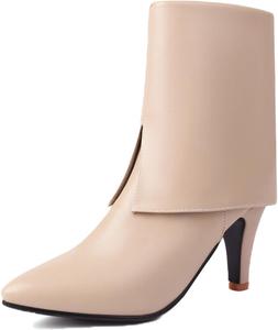 Женские кожаные ботильоны DirraBra на высоком каблуке с высоким каблуком, боковой молнией, модные, с заостренным носком, без застежки, короткие ботильоны для свадеб и выпускных, Beige