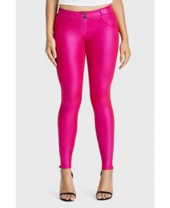 Женские облегающие брюки-диско средней посадки с завышенной талией Freddy, Hot pink