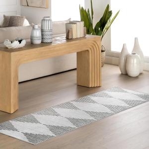 nuLOOM, 77 x 366 см, Yori Diamond моющаяся в стиральной машине дорожка для гостиной, спальни, столовой, прихожей, коридора, белый