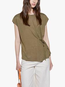 Футболка с завязками на воротнике SISLEY, Mid Brown