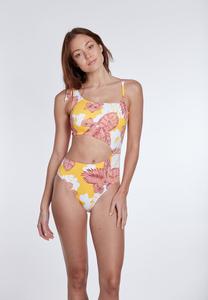Купальник BLUMENMUSTER EINTEILER MIT CUT-OUT SOFTSCHALEN ABNEHMBARE TRÄGER HOHER RÜCKEN Olympia, желтый