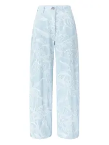 Широкие джинсы с цветочным принтом Genny, синий