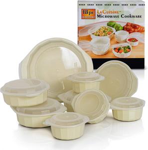 Набор посуды для микроволновой печи LaCuisine, 18 предметов, белый