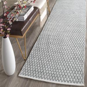 SAFAVIEH Boston Collection ковер-дорожка 69 x 214 см, Grey BOS685E ручной работы плоского плетения из хлопка