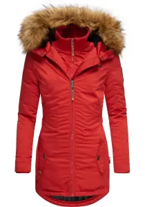 Зимнее пальто Marikoo "Sanakoo", шикарное женское полупальто с капюшоном из искусственного меха, красный