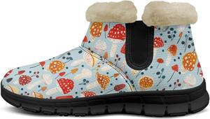 Зимние ботинки на архоподдержке для женщин, плюшевые пушистые снежные ботиночки, теплые, противоскользящие, для улицы, размеры 6-12 Pointodoor, Mushroom-Blue