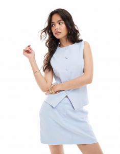 Жилет, сшитый по индивидуальному заказу, синего цвета Miss Selfridge