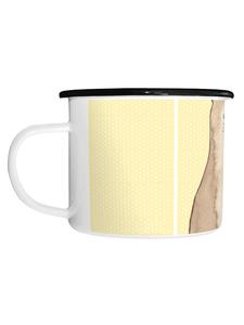 Эмалированная кружка XL Кот сидит, не говоря ни слова, пастельно-желтого цвета Mr. & Mrs. Panda