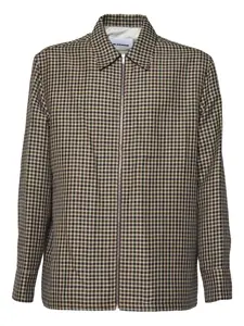 Рубашка на молнии с узором «гингем» JIL SANDER, коричневый