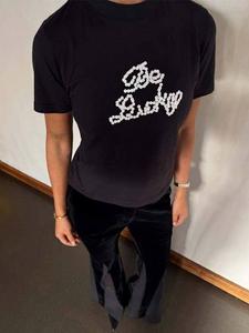 Футболка с принтом из чистой хлопка с короткими рукавами Never Fully Dressed, Black