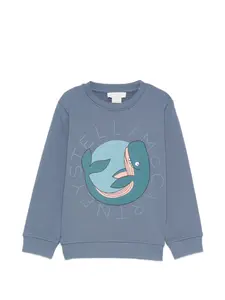Свитшот с изображением кита Stella Mccartney Kids, синий