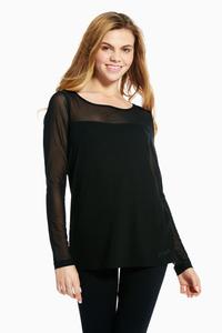 Черная блузка с сетчатой вставкой Pineapple, черный