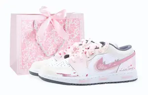 Jordan Air 1 Drippy Love Journal 2 устойчивые к истиранию низкие баскетбольные кроссовки винтаж unisex pink