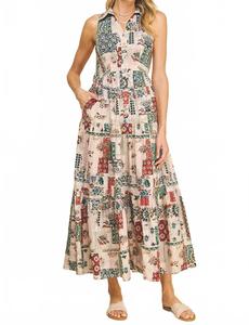 Платье-рубашка макси с многослойным принтом в цвете серо-коричневый Pinch, Taupe Multi