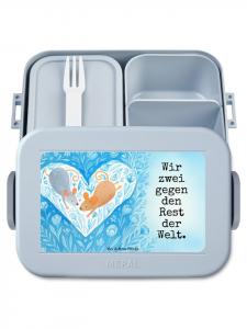 Mr. & Mrs. Panda Дизайн ланч-бокса «Мышка в форме сердца» с надписью, пастельно-голубой цвет