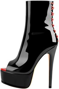 Женские ботильоны LISHAN на платформе с 6-дюймовым каблуком-стилетто, черные