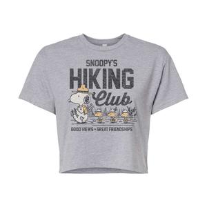 Укороченная футболка с рисунком Juniors' Peanuts "Hiking Club" Licensed Character