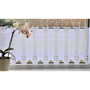Вышивки Plauen занавеска на стекло Дома с продеванием на штангу, 1 шт. Stickereien Plauen, белый