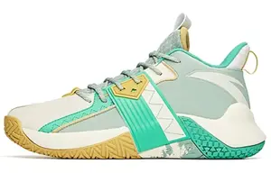 Баскетбольные кроссовки Cement Busters мужские с низким верхом зеленые/белые/желтые Anta