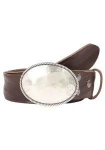 Кожаный ремень LIFEBURG by showroom 019° со сменной застежкой "Oval Matt Hammered" Rettungsring By Showroom 019°, коричневый