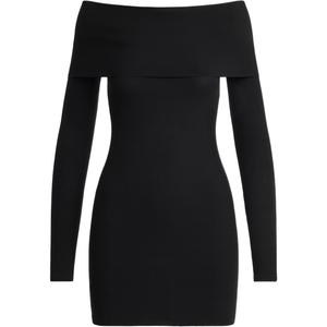 SS25 Soft Lounge платье мини с открытыми плечами с длинными рукавами женское ONYX/Onyx Skims, Onyx/Onyx