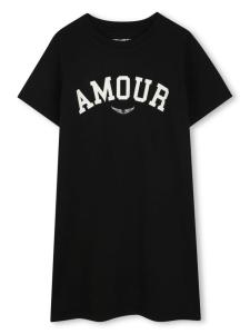 Zadig & Voltaire Kids платье-футболка с принтом Amour, черный
