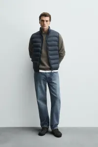Легкий водоотталкивающий жилет-пуховик Zara, темно-синий