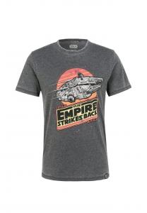 Футболка Звездные войны Империя наносит ответный удар Тысячелетний сокол в неподвластном времени дизайне Re:Covered, серый