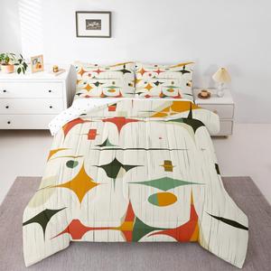 Erosebridal Абстрактный геометрический комплект постельного белья Rhombic Full в бежево-оранжевых тонах, Multi 04