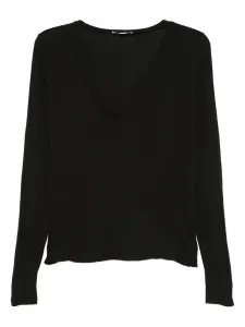 Футболка с V-образным вырезом и длинными рукавами James Perse, черный